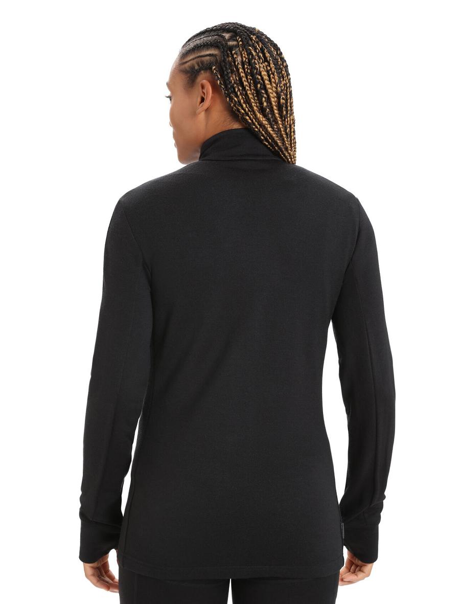 Black Icebreaker Merino Quantum III Long Sleeve Zip Women's Hoodie | AU 1681NWYB